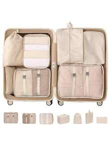 7pcs/Set Travel Organizer Set - Multi-Functional Packing Cubes, Makeup Brush Bag, Cosmetic Bag, Skincare Case, Garment Bag, Zipper Pouch, Tote Bag, Mesh Bag, Shoe Bag, Bottle Bag, Drawstring Bag, General Bag, Underwear Bag, Luggage Organizer Travel Bag Luggage Bag Duffle Bag Overnight Bag Large Capacity Durable Cruise Essentials Vacation Essentials For Men Women - Multicolor - View 3