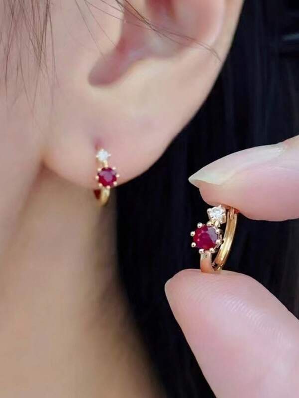 2pcs Classic Sparkling Cubic Zirconia Delicate Small Hoop Earrings, Suitable For Women Wedding And Daily Wear, Valentine's Day/Birthday Gift For Her