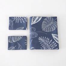 3 PiecesBlue Tropical Plant Branch And Leaf Printed Duvet Cover Set (2*Pillowcase, 1*Duvet Cover, No Core) 100% Polyester, Soft, Comfortable, Breathable, Zipper Closure, Suitable For All Seasons Suitable For Bedrooms, Guest Rooms And Dormitories.