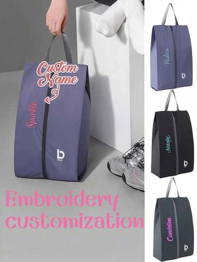 1 pieza Bolsa de almacenamiento de zapatos bordada personalizada, bolso de viaje portátil de gran capacidad, funda de zapatos impermeable y a prueba de polvo para deportes, fitness, viajes, uso diario, gran regalo para familiares, amigos, mamá, papá, enfermeros, Navidad, cumpleaños