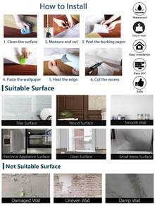 1 Roll Marble Wallpaper Film For Kitchen Countertop, Furniture Diy Sticker For Bedroom Wardrobe, Desk Makeover,Stickers,Wall Decal, Vinyl Decal For Home Decorations,Spring Decoration Items Refresh Your Home,Rama Decoration Stickers - Mustard Yellow - View 10
