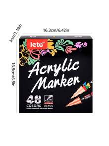 12/24支双色软头丙烯笔DIY水性丙烯墨水马克笔，颜色鲜艳，遮盖力强，快干防水，可堆叠颜色，多种颜色可自由搭配，适用于绘画、帆布绘画、玻璃DIY、涂鸦艺术绘画创作项目用品返校