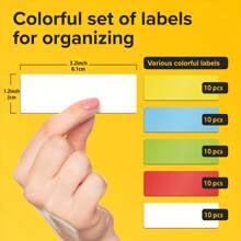 50 Stücke 1.2"X3.2" bunte magnetische Etiketten, wasserfeste Streifen für Kühlschrank, Büro, Garage, Kühlschrankfach, beschreibbare Karten mit farbigem Rand, Namensschild für Spind und Regal