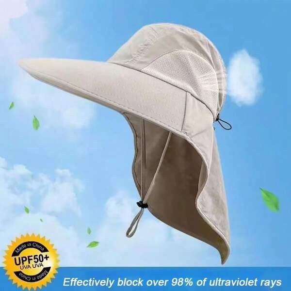 Sombrero de sol resistente a los rayos UV para hombres, sombrero de sol para exteriores de verano, sombrero de cubo con ala ancha, sombrero de pesca con protección para la cara y el cuello