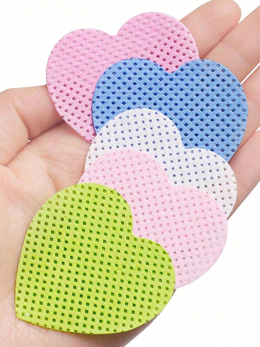 1080pcs Square Lint-Free Nail Polish Remover Pads, 200pcs Heart-Shaped Lint-Free Nail Polish Remover Pads, Eyelash Glue Bottle Cleansing Wipes - Multicolor - View 1
