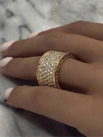 1 st Glamorös kubisk zirkoniaring för kvinnor till alla hjärtans dag-present bröllopsdag festsmycken