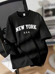 Women's Round Neck Letter Print Loose Fit Short Sleeve Outdoor T-Shirt