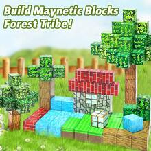 Klocki: zestaw dla dzieci w wieku 3-8 lat do tworzenia magnetycznego świata, zabawki sensoryczne STEM, prezenty do klasy dla chłopców i dziewcząt powyżej 3 lat, klocki magnetyczne dla dzieci, zabawki dla chłopców, motyw roślinny, prezent świąteczny