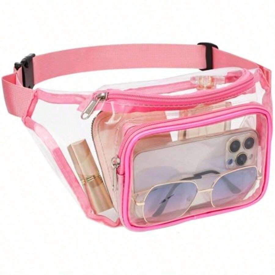 Stadium-Approved Clear Fanny Pack – Adjustable Belt Bag For Concerts & Sports Events | EventGo Series - Pink - View 1
