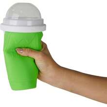 冰沙制作杯、DIY 冰雪魔法冰沙杯、双层硅胶冰沙捏冰杯、速冷杯自制奶昔冰淇淋机、冰沙制作杯、冰沙杯制作器、牛奶可乐果汁挤压杯、魔法速冻杯、冷却杯、带盖和吸管的冰沙杯，适合所有年龄段 - 彩色 - 查看 4