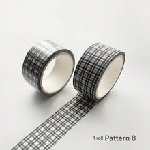 1/8 Rolls Black White Plaid Washi Tape Set, Basic Grid Masking Decorative Tapes For Arts DIY Planners Office School Students , Back To School Gifts
