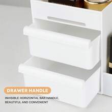 简约白色化妆品收纳盒，化妆品收纳盒，化妆品展示盒，化妆品收纳托盘架，珠宝收纳盒，适用于梳妆台、卧室、浴室