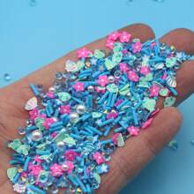 Mix De Preenchimento De Acessórios Pvc Para Diy, Com Tema Oceano, Coração Azul, Estrela, Concha, Golfinho, Glitter E Pérola Falsa, 20g/peça