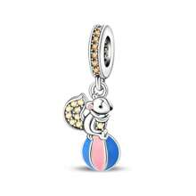 1 pieza Colgante de plata con plateado de la serie del parque de atracciones del circo, que incluye un lindo péndulo de noria, carrusel, mono, globo aerostático, oso, ardilla y payaso, adecuado para pulseras DIY y joyería de mujer