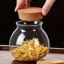 Storage Container, 500ml/16.91oz Round Glass Storage Jar With Cork Lid, Leak Proof And Reusable Food Storage Box, For Coffee, Tea, Spices And Dry Foods, Kitchen Organizers And Storage, Kitchen Accessories - Trong sáng - Xem 5