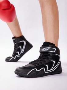 TACHUAN 1 Paar Herren V-förmig bedruckte Athletische Ringer-Schuhe aus Synthetik mit Schnürsenkeln, geeignet für Fitnessstudio ganzjährig