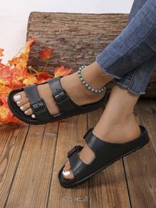 Dép quai đôi màu đen cho nữ, chất liệu EVA, thiết kế khóa, chống trượt, nhẹ, bền, mềm mại, thoải mái, giảm xóc, thích hợp cho hoạt động ngoài trời, bãi biển - màu đen - Xem 6