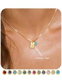 1pc Fashionable Women's Initial Necklace, Elegant Gold-Color Birthstone Necklace, 14K Gold-Plated Letter Necklace With Emerald Pendant, High Color Retention, Low Allergenicity, MAMA Ladies Pendant Necklace, Ideal Gift For Girlfriend, Mom, Family, Friend, Daughter, Anniversary, Valentine's Day, Mother's Day, Birthday, Graduation, Daily Wear, Wedding, Gala