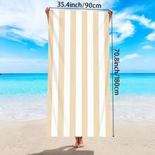 1 件简约条纹沙滩巾，超大速干吸水无沙沙滩浴巾，非常适合旅行、游泳池、瑜伽、健身、沙滩活动、假日必需品（单面印花）、沙滩配件、泳池浮板 - 黃色 - 查看 13