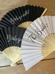 1pc Elegant Bride & Bridesmaid Letter Decor Folding Fan - Handheld Wedding Fan For Bachelorette Parties, Bridal Showers & Wedding Decorations | Perfect Gifts For Home, Room Decor, Birthday & Graduation Celebrations Summer Beach Back To School School Supplies