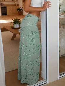 Women Summer Skirt Casual Elegant Sequin Floral Embroidery Long Skirt For Beach Vacation Club Streetwear - 薄荷綠 - 查看 2