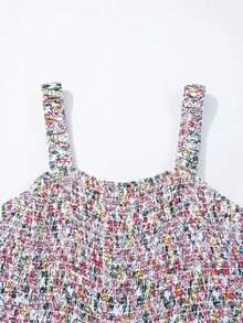 Acelitt 波西米亚风印花方领系带阔腿连体裤，夏季休闲度假 - 彩色 - 查看 5