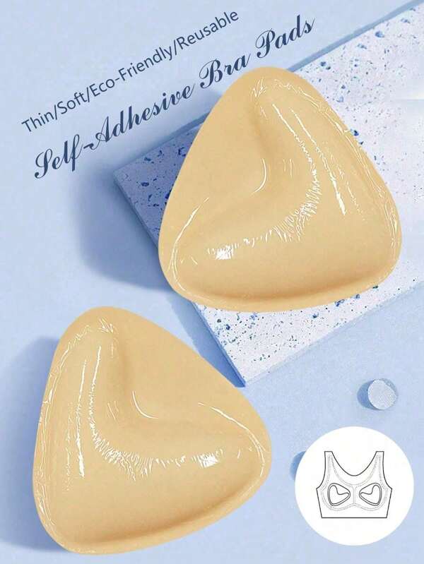 2 Pcs Breathable Silicone Triangle Thickened Adhesive Bra, Self-Adhesive Double-Sided Brush Glue Concealed Nipple Cover