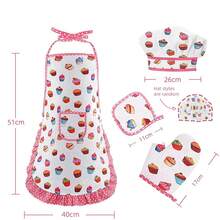 4PCS Apron Baking Play Set, Including Apron, Baking Hat, Baking Gloves, Realistic Miniature Kitchen Baking Utensils, Family Interaction Toy, Mini Kitchen Apron For Boys And Girls, Back To School Gift, Christmas Gift