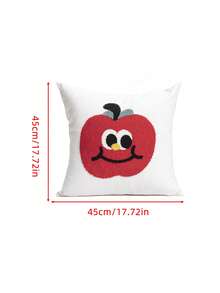1 件/2 件套卡通苹果图案枕套，棉质法兰绒刺绣装饰抱枕套，适合居家、卧室、客厅、沙发、汽车、花园，四季皆宜，45*45 厘米，无填充