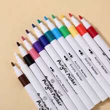12 stuks acrylverfmarkers - fijne punt, permanente pennen voor hout-, glas-, textiel- en steenbewerking - ergonomisch ontwerp - ideaal voor volwassenen en studenten - perfect als verjaardags- en kerstcadeau, voor de start van het nieuwe schooljaar