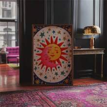 1 Pc Wall Art Sun And Moon Print, Celestial Kissing Poster, Boho Bedroom Decor, Astrology Wall Art, Dorm Living Room Nursery Gift Idea-Canvas Painting Art Summer VacationCanvas Painting - For Home Decor Enthusiasts - Room Decoration Decor For Home Gifts, Living Room, Bathroom, Bedroom,Kitchen (No Frame)/Framed - Multicolor - View 5