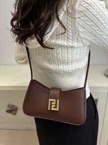Stylish French Simple And Elegant One-Shoulder Underarm Bag Commuter Commuter Everything With Metal Decorative Buckle Design Spring Underarm Baguette Bag