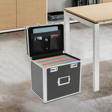 Portable File Cabinet Lock Storage Organizer Home Office Metal Box With Handle - 1 - View 1