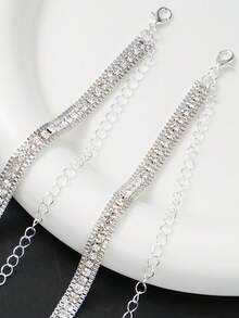 2 件/对女士水晶装饰胸罩肩带金属可调节背部胸罩肩带，适合狂欢 - 銀色 - 查看 5