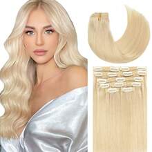 Straight Clip In Human Hair Extensions For  Women 8Pcs 120g Straight Clip Ins 18Clips Double Weft Human Hair Full Head Clip In Hair Extensions - S613 - 查看 2