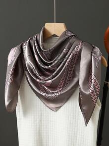 1pc 90*90cm Popular Anti-UV Headscarf Shawl, Muslim Unisex Outdoor Windproof Dust-Proof Hijab, Air-Conditioned Room Scarf, Thin Seasonal Chain Print Colored Square Bandana Scarves (Blue, Green) - A - View 28