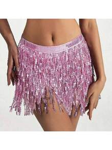 Fuste cu ciucuri și paiete cu sclipici pentru dansul din buric, fuste la modă cu curea pentru dansul din buric