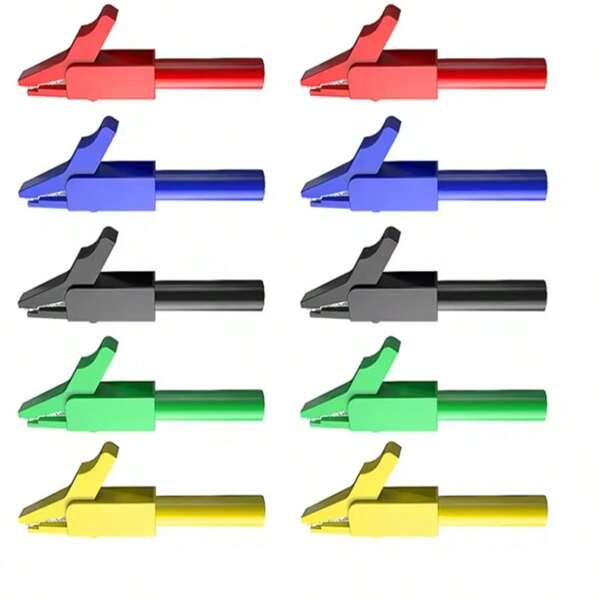 P2007 10pcs Alligator Clip To 4mm Banana Female Jack Test Adapter Crocodile Clamp Compatiable With 4mm Banana Plug