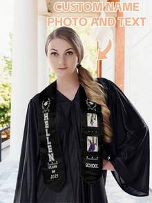 1pc Customized 2025 Graduation Shawl, Personalized Logo, Text, Photo Graduation Shawl Trim, Select Quality Graduation Shawl, 6 Colors Available, Customized According To Your Design, Graduation Gift Idea, Quality Wrinkle-Resistant Fabric, Classic Arrow-Shaped Design To Capture Memorable Graduation Moments - Multicolor - View 41