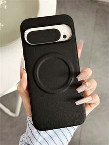 Funda protectora compatible con Pixel 9A 9 Pro XL/Pixel 8 Pro, con patrón de piel sintética y adsorción magnética - Negro - Ver 2