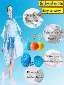 1 pieza Impermeable desechable portátil con capucha, equipo de lluvia impermeable y ligero, ropa exterior unisex para la escuela, la oficina, el hogar, los viajes y los útiles escolares, selecciones de primavera y verano, regalos para damas de honor, decoración de habitaciones, decoración de dormitorios, playa, viajes, para hombres, para mujeres, vacaciones, cosas lindas - Color aleatorio - Ver 8