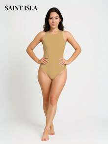 Kit 2 Women's Bodysuit Round Neck Simple Casual Long Sleeve Suplex Swimmer Double Fabric Plain Bory Leotard Casual Cold Winter Tracksuit Blouse SAINT ISLA - Nâu + Be - Xem 9