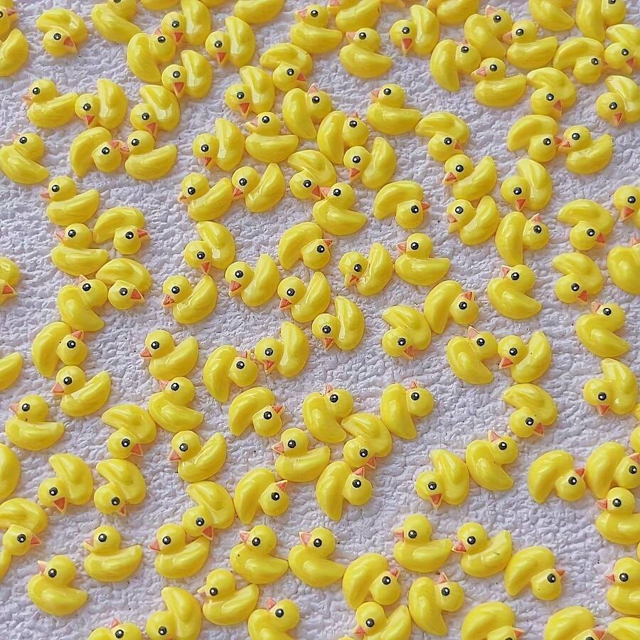 10/30/50pcs Adorable Cartoon Duck Nail Art Decals, Kawaii Duck Resin Nail Jewelry, Women & Girl Manicure Accessories - Little Yellow Duck - View 1