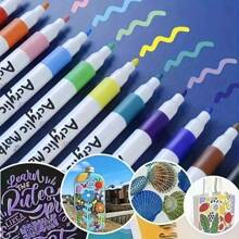 12 stuks acrylverfmarkers - fijne punt, permanente pennen voor hout-, glas-, textiel- en steenbewerking - ergonomisch ontwerp - ideaal voor volwassenen en studenten - perfect als verjaardags- en kerstcadeau, voor de start van het nieuwe schooljaar