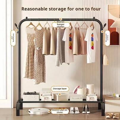 Stojący, prosty i wytrzymały wieszak na ubrania z pojedynczymi lub podwójnymi drążkami, wszechstronny składany organizer na ubrania do małych przestrzeni, minimalistyczne rozwiązanie do przechowywania w domu i akademiku, do sypialni, salonów, przedpokojów i kawalerek, idealny do wieszania ubrań, skarpetek, ręczników, szalików i lekkich akcesoriów, lekki, przenośny wieszak z łatwym montażem i kompaktową, składaną konstrukcją do codziennego użytku, gotowy na prezent na Dzień Matki, przeprowadzka do akademika na powrót do szkoły, letnia renowacja mieszkania, organizacja domu na święta, sezonowa rotacja garderoby