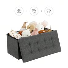 Sitzbank Mit Stauraum, Klappbare Sitztruhe, Aufbewahrungsbox,Deckel Klappbar, Bis 300 Kg Belastbar, FüR Flur, Wohnzimmer, Schlafzimmer, Schiefergrau - 38x76x38 cm (BxTxH) - Übersicht 5