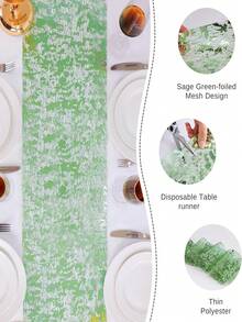 1 件 28*300cm/28*500cm/28*1000cm 鼠尾草绿/黑色/圣诞绿桌布,闪亮金属银绿色桌布,适合婚礼派对、新娘送礼会、生日派对、圣诞节、万圣节等活动 - 彩色 - 查看 6