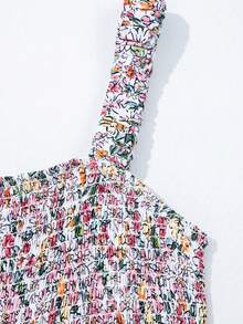 Acelitt 波西米亚风印花方领系带阔腿连体裤，夏季休闲度假 - 彩色 - 查看 6