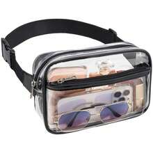 Stadium-Approved Clear Fanny Pack – Adjustable Belt Bag For Concerts & Sports Events | EventGo Series - Black-2 - View 2