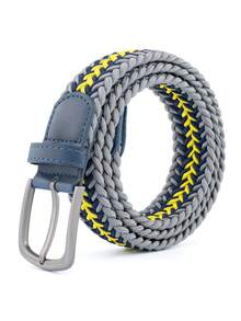 时尚弹力编织腰带，金属扣小麦纹理腰带，柔软透气，可调节扣合，休闲高尔夫腰带